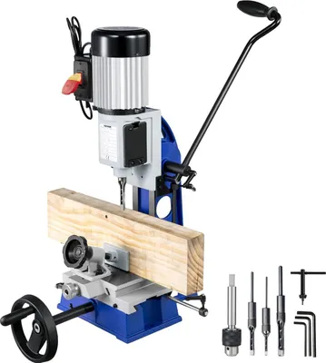Obrázek produktu pro Stojanová vrtačka, 1/2 HP, 1700 ot/min, sloupová vrtačka s pojízdným pracovním stolem, dutinová vrtačka, pro vrtání kulatých, čtvercových nebo speciálních čtvercových otvorů do dřeva