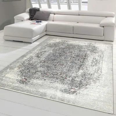 Image de Tapis d'Orient abstrait aspect soie | brillant | orange gris Taille - 200x280 cm