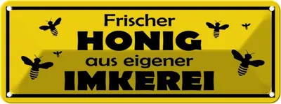 Produktbild von vianmo Blechschild 10x27 cm frischer Honig eigene Imkerei Warnschild Hinweisschild Sicherheit Vorsicht