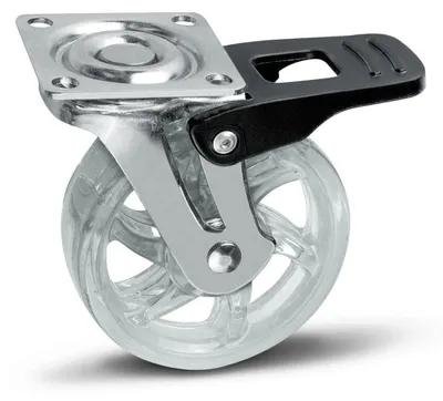 Produktbild von SOTECH Möbelrolle RAPID Ø 75 mm transparent mit Bremse – Lenkrolle, Traglast 35 kg