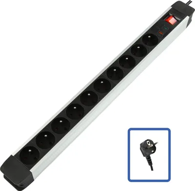 Produktbild von LOGON LPS030, 10 AC-Ausgänge, 230 V, 16 A, 3500 W, Schwarz, Grau, 1,5 m