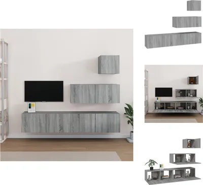 Produktbild von vidaXL 4-tlg. TV-Schrank-Set Grau Sonoma Holzwerkstoff -  TV-Möbel