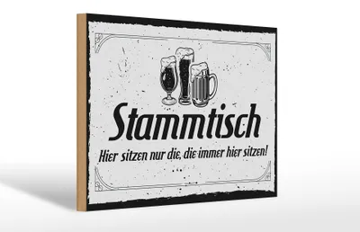 Produktbild von Holzschild Stammtisch hier sitzen nur die, 30x20 cm, Holzschilder Spruch Gruppe Gäste