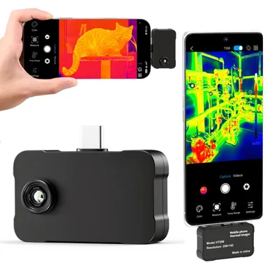 Obrázok produktu pre Teplotná kamera – USB-C termokamera/infračervená kamera – rozlíšenie 512×384 SuperIR/256×192 – frekvencia snímkov 25 Hz – 6 farebných paliet – rozsah merania −20 až 550 °C – kompatibilná s iOS a Android