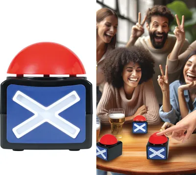 Immagine prodotto di Cicalino per serata di gioco con pulsante rosso per carnevale, gadget divertente con effetto sonoro cm, colore: nero