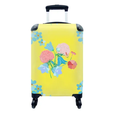 Produktbild von MuchoWow® Koffer Handgepäck Trolley Rollkoffer Kleine Reisekoffer mit 4 Rollen - Blumen - Blumenstrauß - Frühling - Muster - Cabin Size < 55x40x23 cm & 55x40x20 cm - Fotokoffer - Kabinenkoffer - Boardgepäck - Reise-Box - Reisekoffer - Reisegepäck - Koffer mit Bild - Trolley für Kinder
