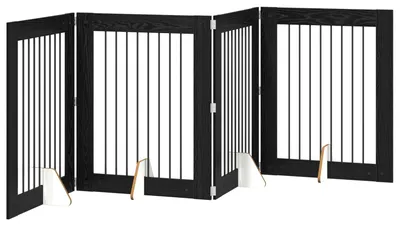 Immagine prodotto di vidaXL Porta pieghevole per cani con supporti, 4 pezzi, noce nero, 321 cm