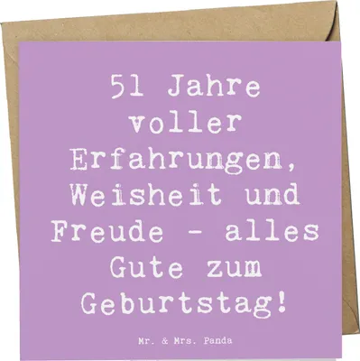 Produktbild von Mr. & Mrs. Panda Grußkarte Spruch 51. Geburtstag - Lavendeltraum - Geschenk, besondere Anlässe, 51 Jahre, Glückwunschkarte, Liebe, Happy Birthday, faltkarte, Glückwunsch