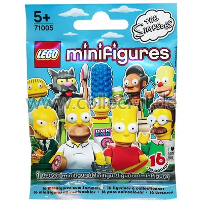 A sealed bag of LEGO Minifigures from The Simpsons series.