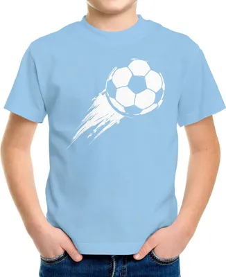 Produktbild von Kinder T-Shirt Jungen Fußball-Motiv Sport-Kleidung Geschenk für Jungen Fußballfan Moonworks® hellblau 86-92 (1-2 Jahre)