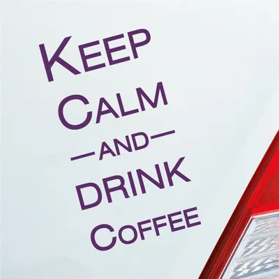 Produktbild von Auto Aufkleber Keep calm and drink coffee 15x4 cm Lila Sticker Heckscheibenaufkleber