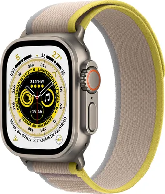 Produktbild von Apple Watch Ultra Trail Loop M/L 49 mm Titan GPS + 4G - Smartwatch - titan/gelb/beige