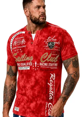 Produktbild von Herren T-Shirt | Sommershirt | Batik Optik | 2879 Rot 4XL