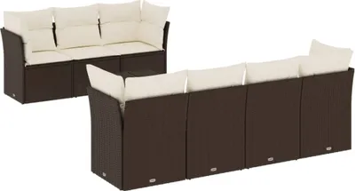 Produktbild von 8-tlg. Garten-Sofagarnitur mit Kissen Braun Poly Rattan