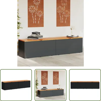 Zdjęcie produktu dla The Living Store Skrzynia ogrodowa czarna 220x50x54 cm polirattan drewno akacjowe
