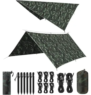 Produktbild von Zeltplane 3x3M Wasserdicht Ultraleicht Camping Sonnenschutz Anti-UV mit Zubehör