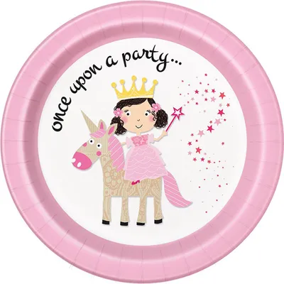 Produktbild von Pappteller "Prinzessin & Einhorn" | Ø23cm/8Stk.
