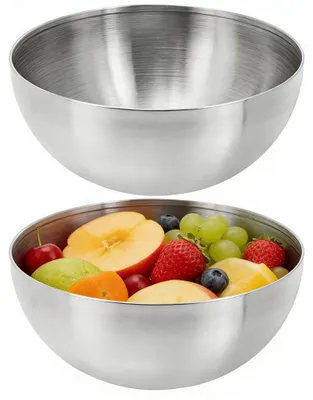 2 Edelstahlschalen, 12 cm, stapelbar, für Nudeln, Suppe, Salat