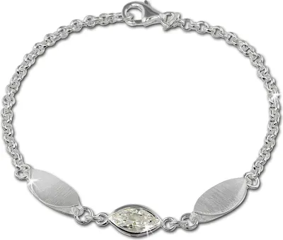 Produktbild von SilberDream Damen-Armband Blatt Sterling Silber glitzer 19cm weiß SDA418W