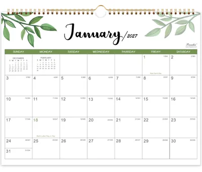 Imagen del producto de Calendario de pared para 2023-2024, con bloques grandes, de 20 x 39 cm, e incluye fechas julianas para facilitar la planificación
