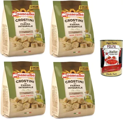 Produktbild von Panealba Crostini Integrali Multipack Vollkorn-Crostini 4x168gr + Italian Gourmet polpa 400g
