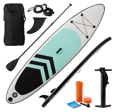 Obrázek produktu pro Relaxdays, nafukovací paddleboard, set s pádlem, pumpou a prkno, nosnost 150 kg, rozměry: 15 x 80 x 320 cm, technologie Drop-Stitch, vícebarevné provedení