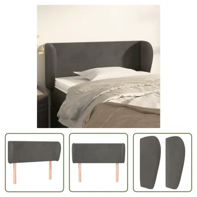 Produktbild von The Living Store Kopfteil mit Ohren Dunkelgrau 93x23x78/88 cm Samt