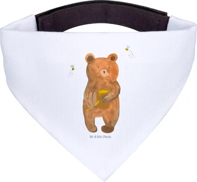 Produktbild von Mr. & Mrs. Panda Bandana Bär Honig - Weiß - Geschenk, Halstuch Für Hunde, Hund, Teddy, Liebe, Freund, Hundehalstuch, Partner