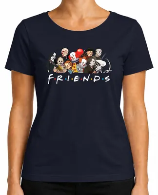 Zdjęcie produktu dla FRIENDS Horror Ikonen Pennywise Chucky Michael Jason Freddy Fans Damen T-Shirt, Navy, S