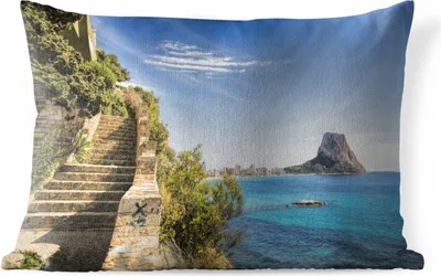 Produktbild von MuchoWow® Outdoor Kissen - Steine - Meer - Treppe - 60x40 cm - Wetterfest - Lounge Kissen - Zierkissen - Kissen für Innenräume