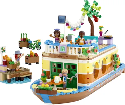 Produktbild von LEGO 41702 Friends Hausboot, Spielzeugboot für Jungen und Mädchen ab 7 Jahren mit Garten, 4 Mini-Puppen und Tierfigur, von Natur inspiriertes Geschenk