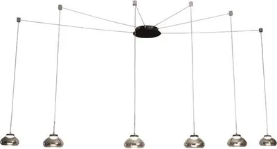 Immagine prodotto di Lampadario a sospensione Arabella a Led in metallo e vetro soffiato fumè 3547-46-126 Fabas Luce