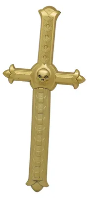 Productafbeelding van Vampierjager kruiswapen, Halloween decoratie, donkere priester, griezelig schedel accessoire, kostuum accessoire, spirituele bescherming, decoratie, antieke relikwie geïnspireerd, gouden dolk creatie, theater, kleur: goud/zilver