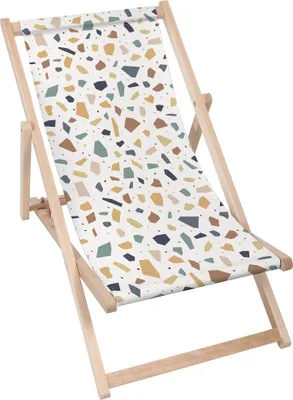 Immagine prodotto di Sdraio Dreamroots pieghevole in legno fino a 130 kg, sdraio pieghevole con regolazione dell'inclinazione dello schienale in 3 fasi, terrazzo vintage