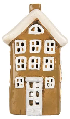 Immagine prodotto di Clayre & Eef Portacandele House 12x8x19 cm in Vetroceramica marrone