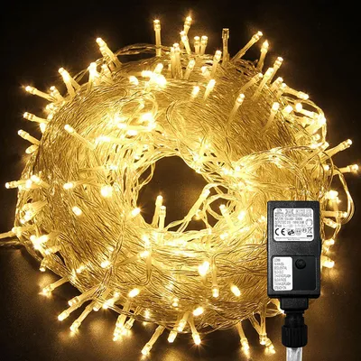 Produktbild von Jiubiaz LED Lichterkette 10m 100 LEDs Warmweiß 8 Modi Weihnachtsbeleuchtung Innen Party Garten