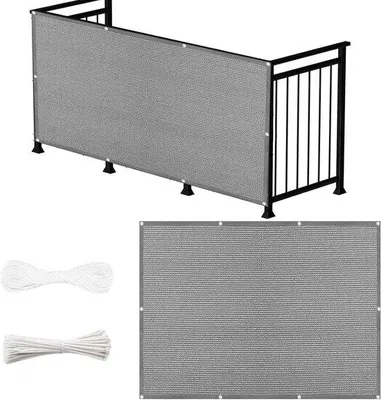 Productafbeelding van Balkonscherm Inkijk - Privacy Scherm - Buitenruimte Creëren - Weerbestendig HDPE - 90 x 400 cm - Grijs