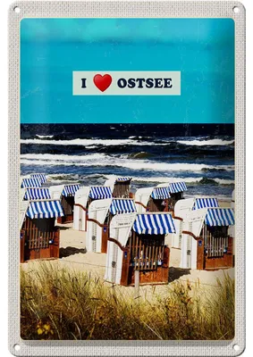 Produktbild von Blechschild Reise 20x30cm Ostsee Strandkörbe Meer Strand Natur