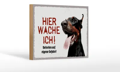 Produktbild von Holzschild Spruch 18x12 cm Dobermann hier wache eigene Gefahr