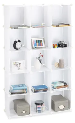 Image de TRANKIELO® - Étagère avec 15 compartiments - Extensible, en plastique, porte-chaussures multifonctionnel, blanc