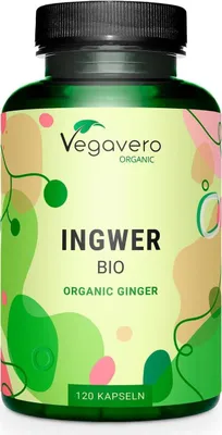 Produktbild von Vegavero Ingwer  | 120 Kapseln | 650 mg Ingwer-Pulver pro Kapsel | vegan