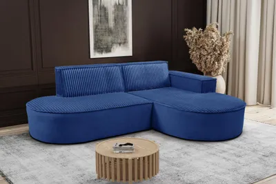 Image de Canapé d'angle design moderne en L Modena Soft bleu foncé ? droite