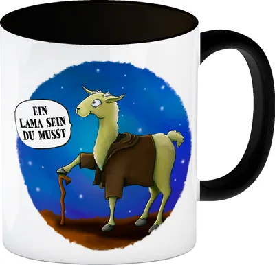 Produktbild von Ein Lama sein du musst Kaffeebecher Henkel und Innenseite Schwarz mit