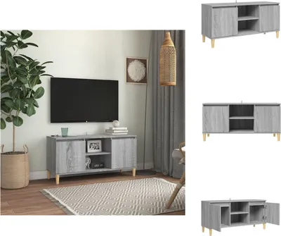 Zdjęcie produktu dla vidaXL Szafka pod TV z nogami z litego drewna szara Sonoma 103,5x35x50 cm - Meble TV