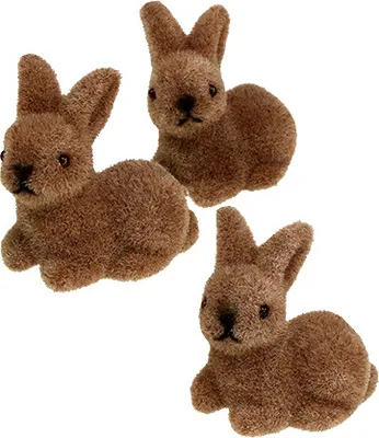 Produktbild von Deko-Hasen 5cm beflockt Braun 16 St - Osterdeko Figuren Set, 16 Stück