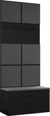 Produktbild von Masseno Garderobe-Set MODULO 80,6/204/40 cm Modern Garderobenschrank Schwarz