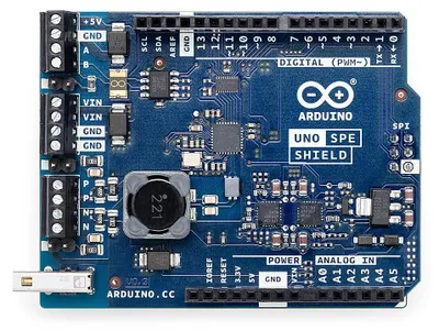 Produktbild von Arduino UNO SPE Shield [ASX00073] - Fgen Sie Single Pair Ethernet (10BASE-T1S) mit PoDL + RS485 zu Arduino UNO R4, Industrial IoT, Legacy-Integration, Smart-Fabrik- und Gebudeautomatisierung hinzu