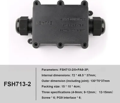 Produktbild von Abzweigdose - 2-Wege IP68 Kabelverbinder - 4–15 mm Kabeldurchmesser - 24A 450V - Polycarbonat - Für Außenbereich - Schwarz/Weiß