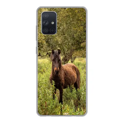 Produktbild von MuchoWow® Handyhülle Schutzhülle Hülle für Samsung Galaxy A51 5G Pferd - Wald - Gras Silikon Softcase Handy Hülle - Abbildung