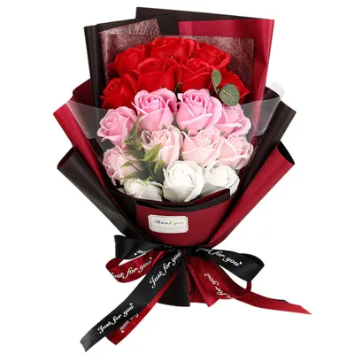 Produktbild von 18 Rote Künstliche Rosen Seifenrosen mit Geschenk Box, Kunstblumen Valentinstagsgeschenke, Rot